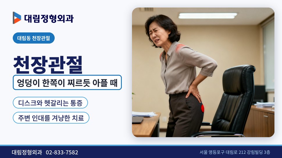 대림동 천장관절 정형외과, 엉덩이 한쪽이 찌르듯 아플 때